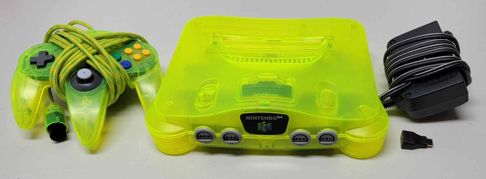 Extreme Green N64 Console With HDMI Mod & OEM Controller (12 Ft Paracorded Cord)