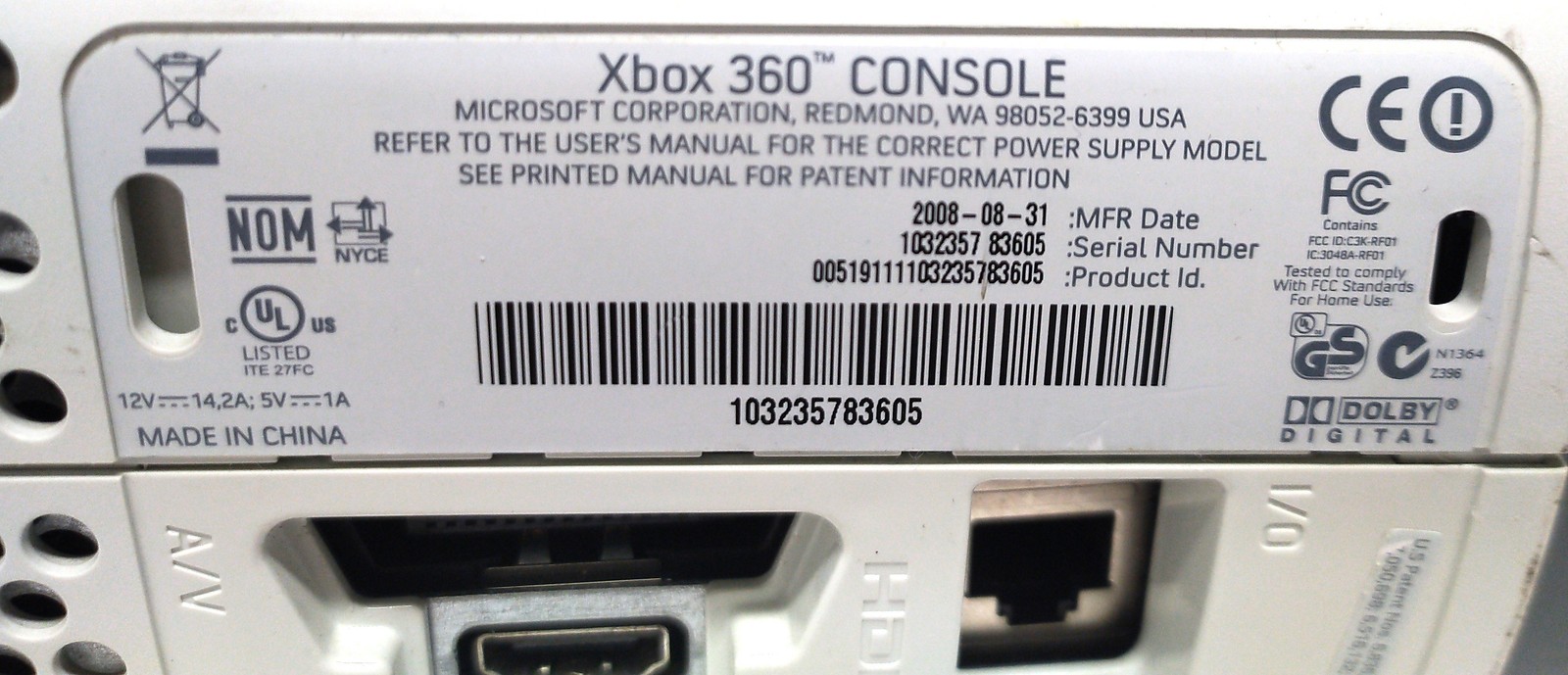 Xbox 360 Console Matte Matte White Phat HDMI 60GB