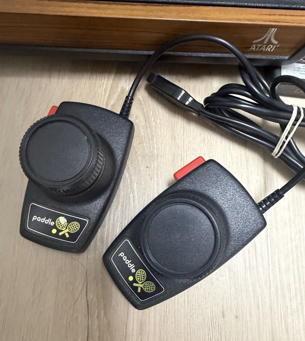 Atari 2600 Woodgrain 4-Switch Console Bundle OEM Controllers Paddles Games Works