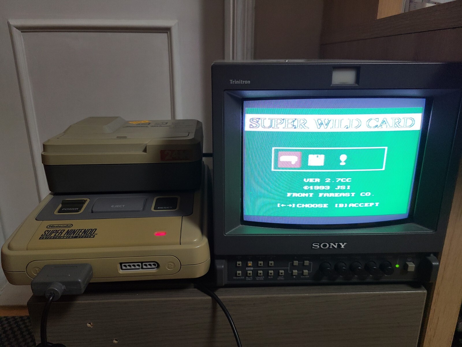 Nintendo Super Famicom Game Console & Wild Card SMS3201 3.5Disk for PAL SFC SNES
