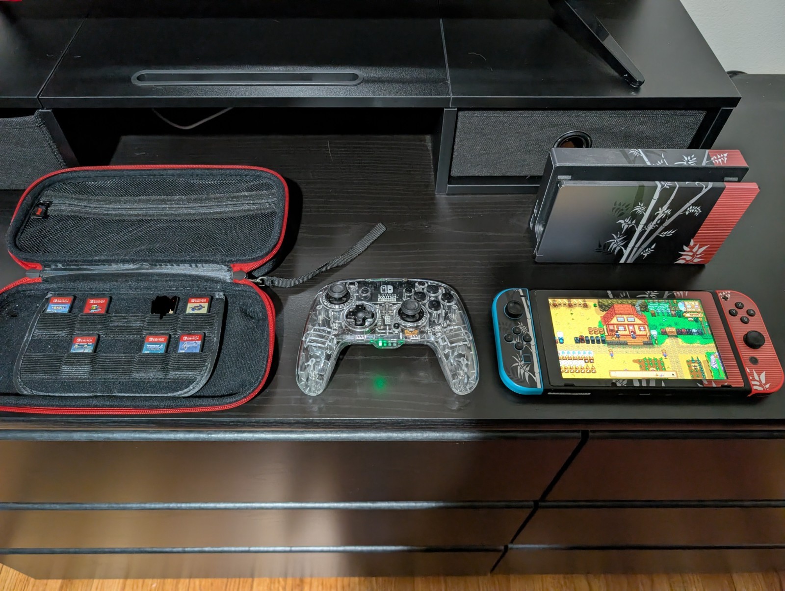 Switch 1 Bundle Dock Original Cables 6 Games Pro LED Controller Case 126gb SD