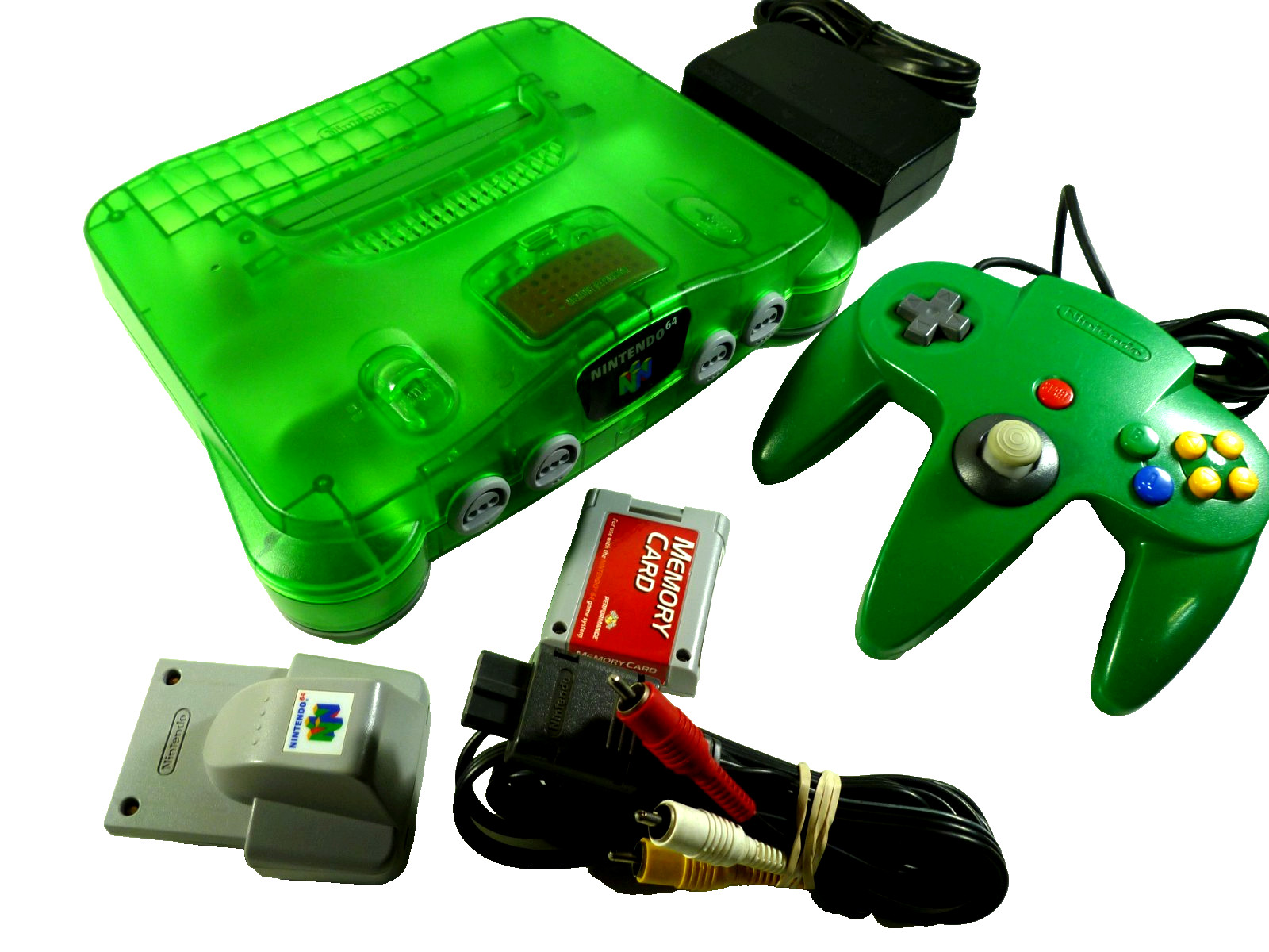 Nintendo 64 Funtastic Jungle Green Controller Expansion – Oem cord Rumble Bundle