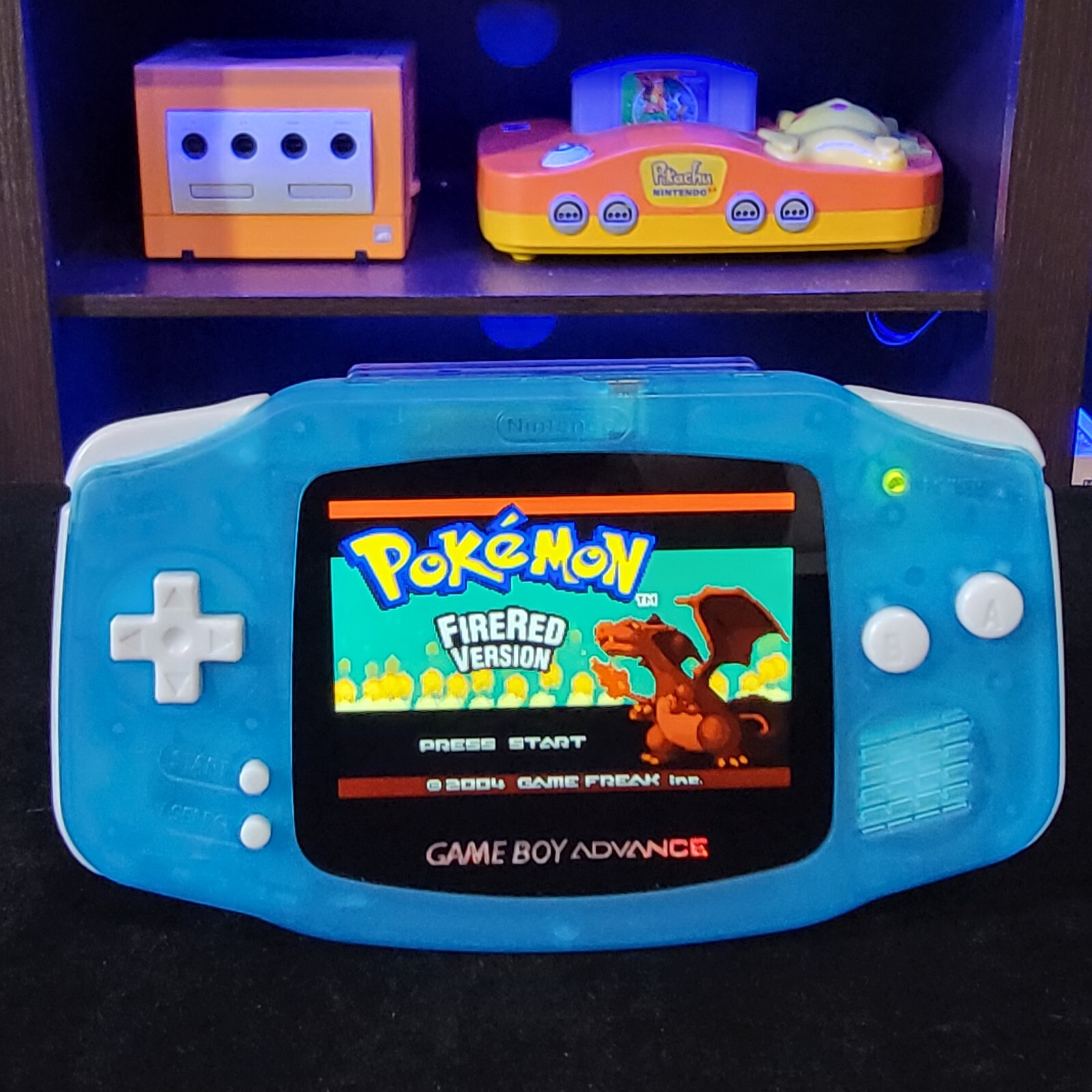 Clear Blue Game Boy Advance GBA iPS LCD USB-C 1800 mAh Rechargeable Battery