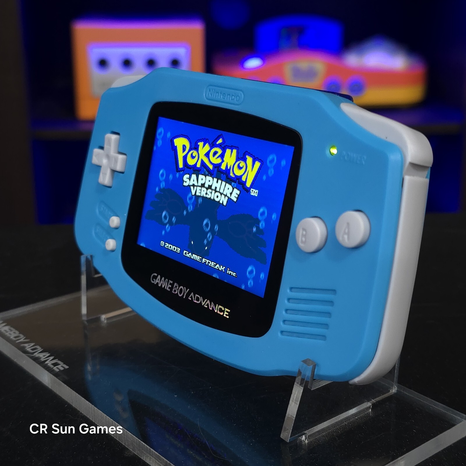 Blue Game Boy Advance GBA Console with iPS V5 Backlight Backlit LCD MOD Console