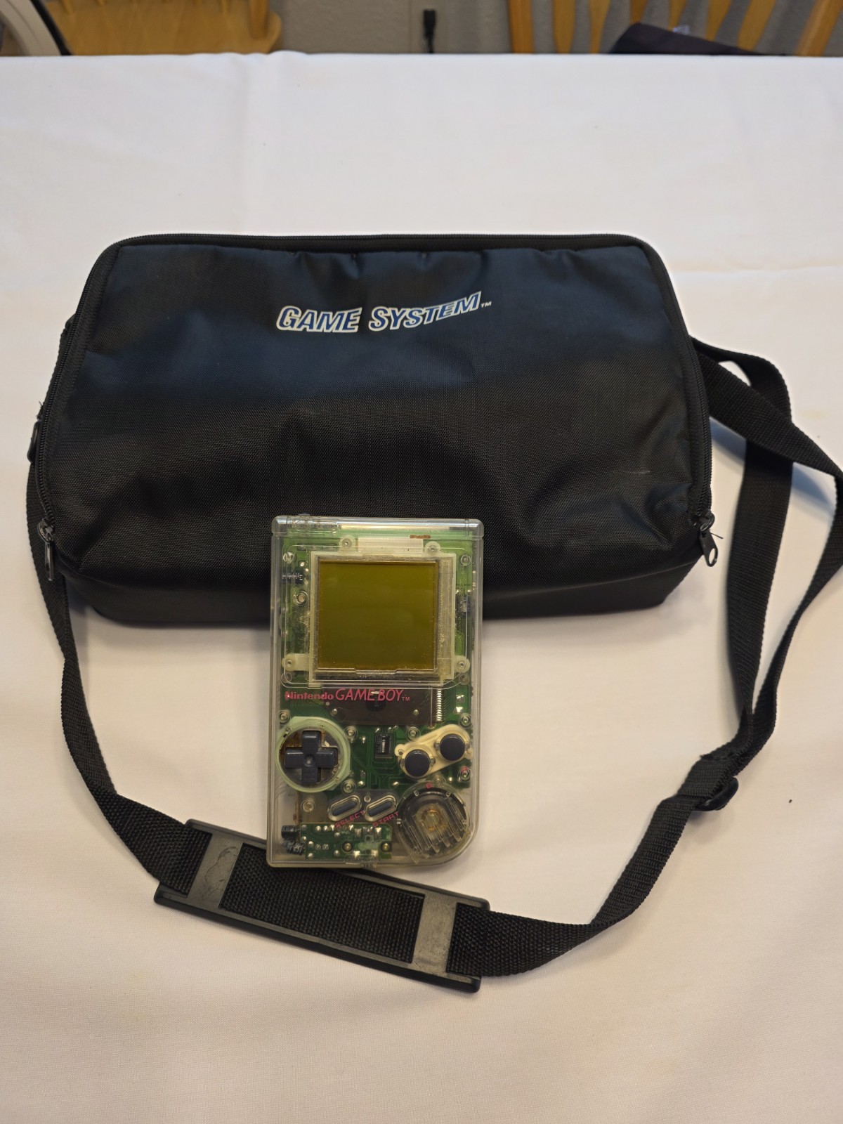 Nintendo Game Boy DMG-01 Clear Shell Tested Working w/ Carrying Case