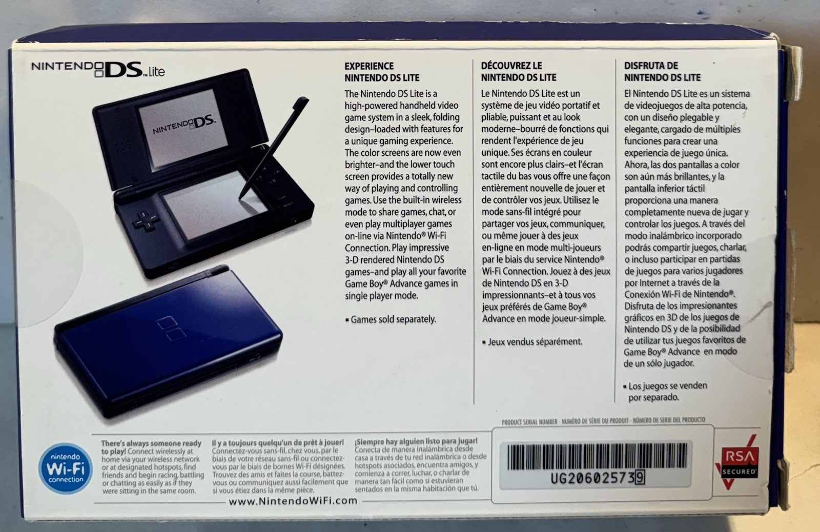 Nintendo DS Lite System Cobalt Blue Black Complete In Box CIB W Case Tested Read