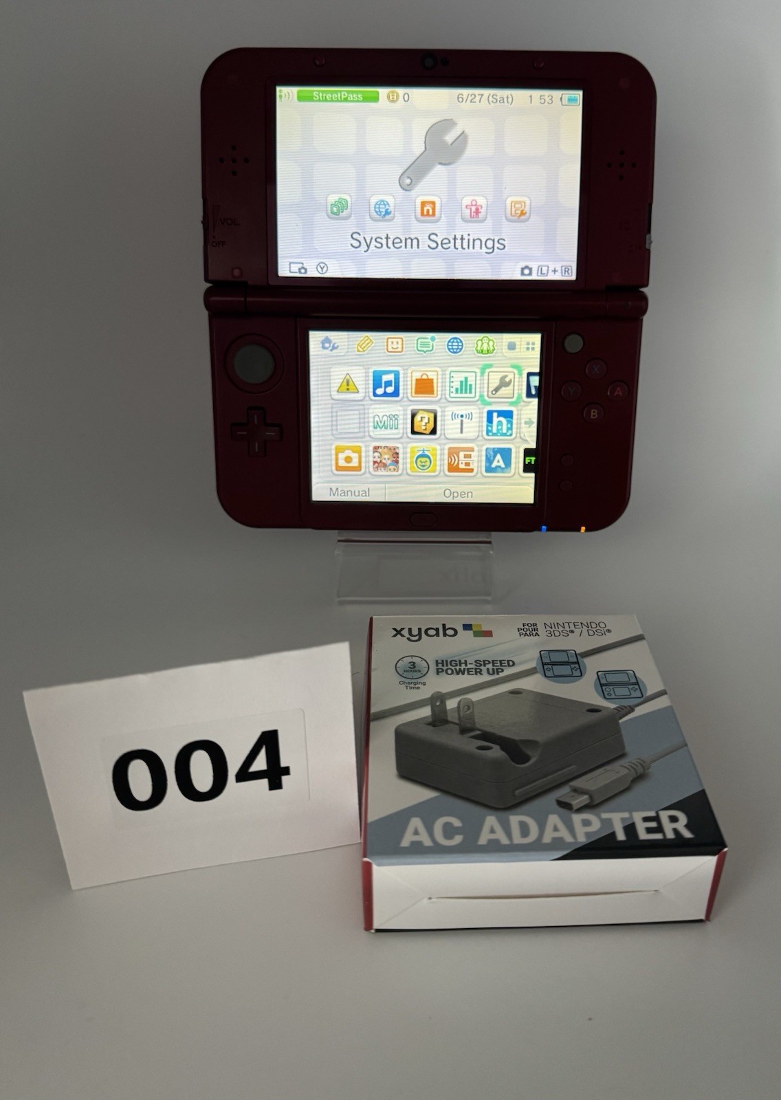 New Nintendo 3DS XL/LL – In English – Metallic Red – 64gb-w/new charger