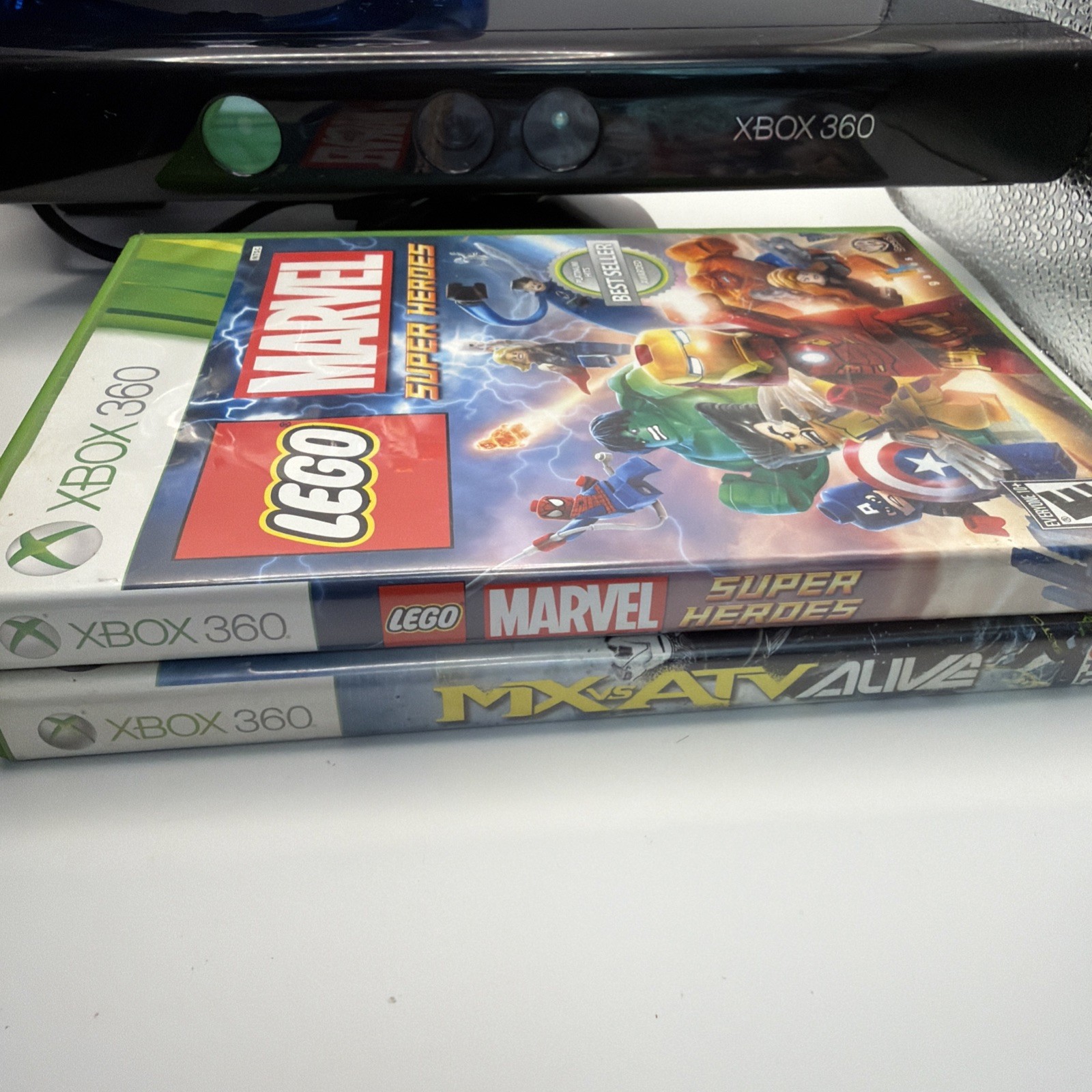 Microsoft Xbox 360 with Kinect 4GB Matte Black Console With 2 Games & Controller