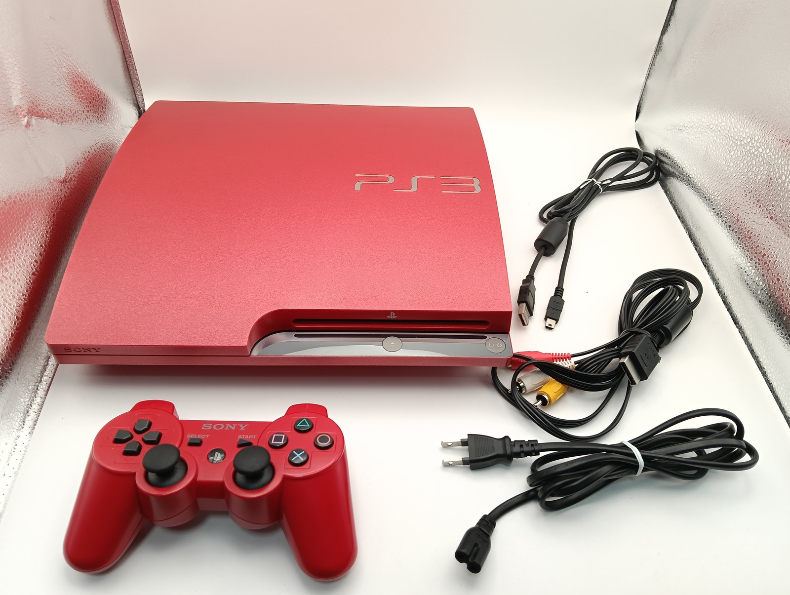 PS3 Slim Console CECH-3000B Scarlet Red 320GB Sony PlayStation 3 Tested Working