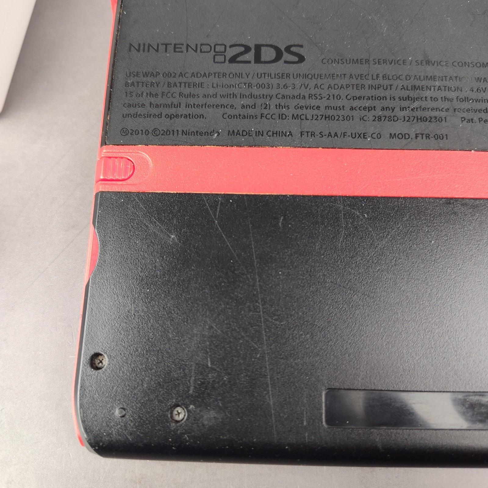 Nintendo 2DS Black/Red Handheld Console w/ Charger, Stylus, and 4 Games Tested