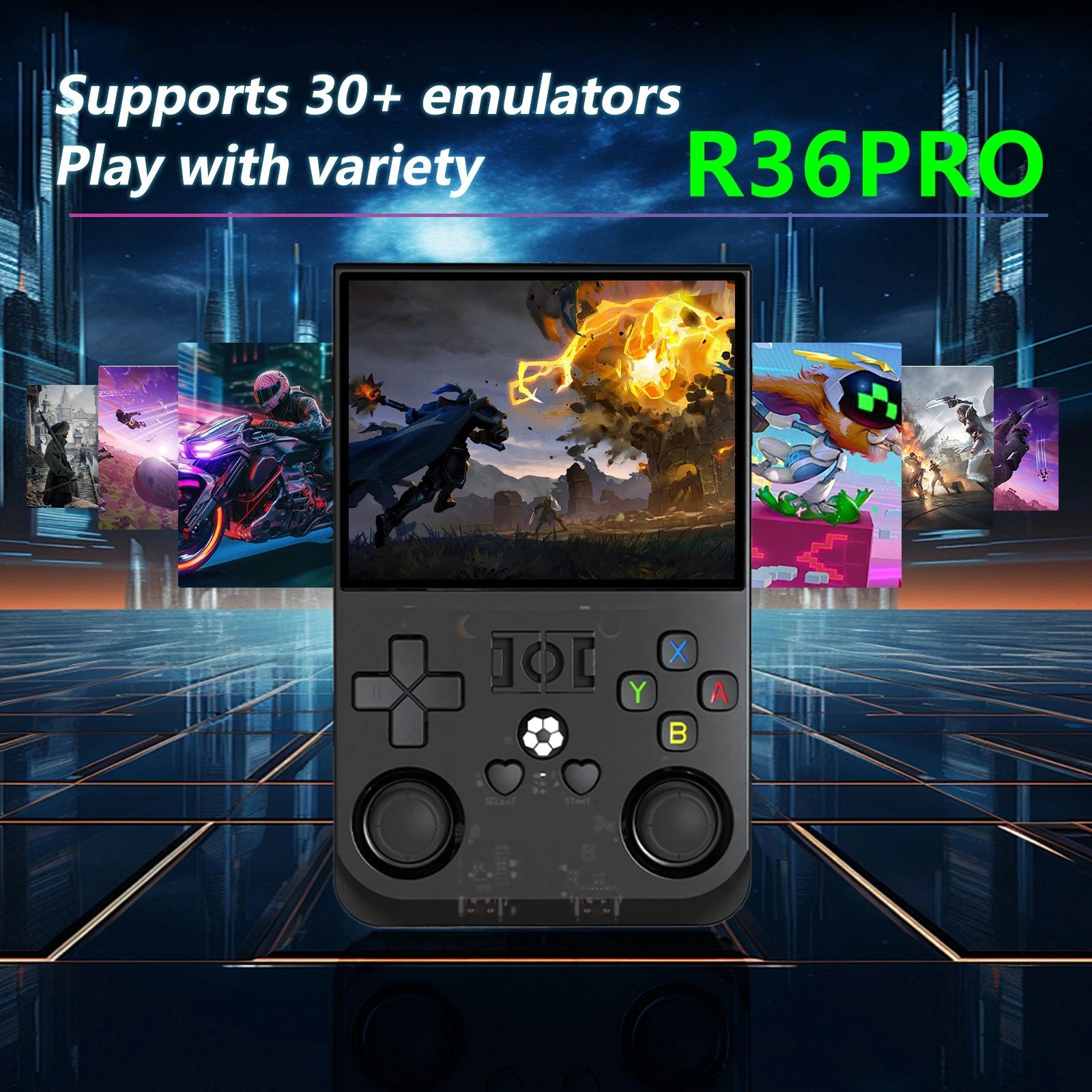 Gray R36 Max Handheld Game Console 3.5 Inch IPS Screen 20000+ Games Video Games