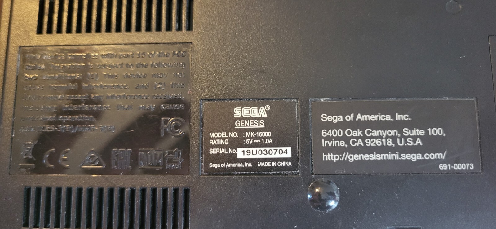 Sega Genesis Mini Console Model MK-16000 with 2 wired MK-16500 Controllers