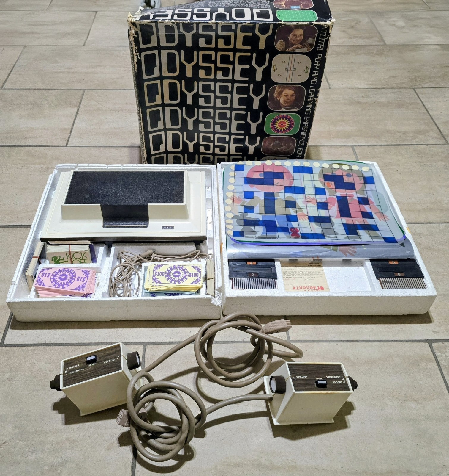 1972 Magnavox Odyssey Console Model 1TL200 BK12 With 6 Game Cards Box Untested