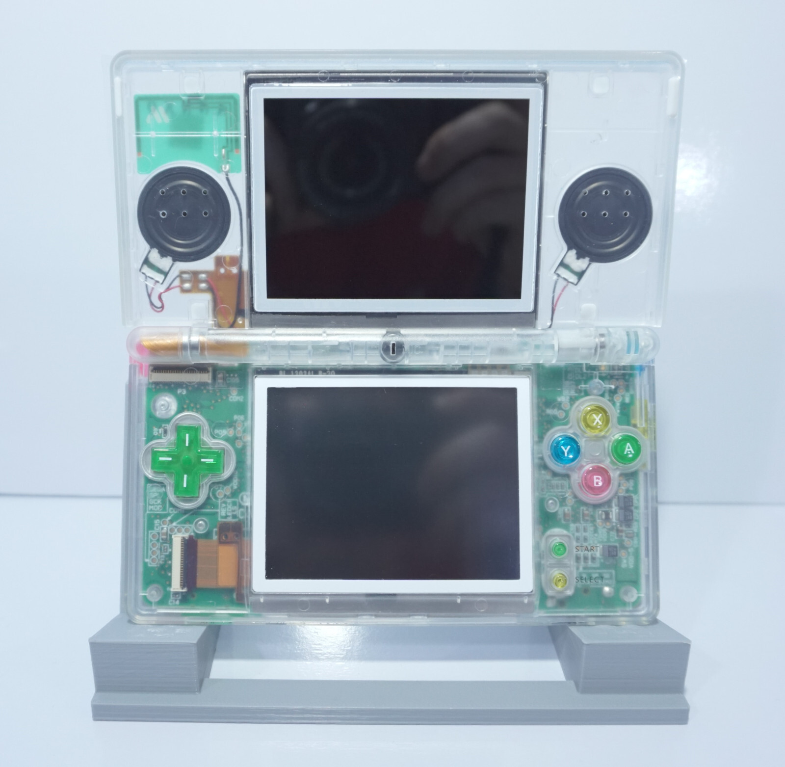Nintendo DS Lite Transparent Clear Handheld Game System with Rainbow Buttons