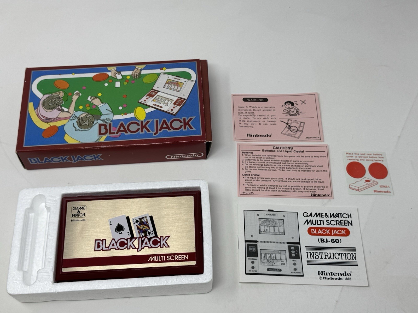 Nintendo Game and Watch 1985 Black Jack Handheld BJ-60 Multi-Screen Complete