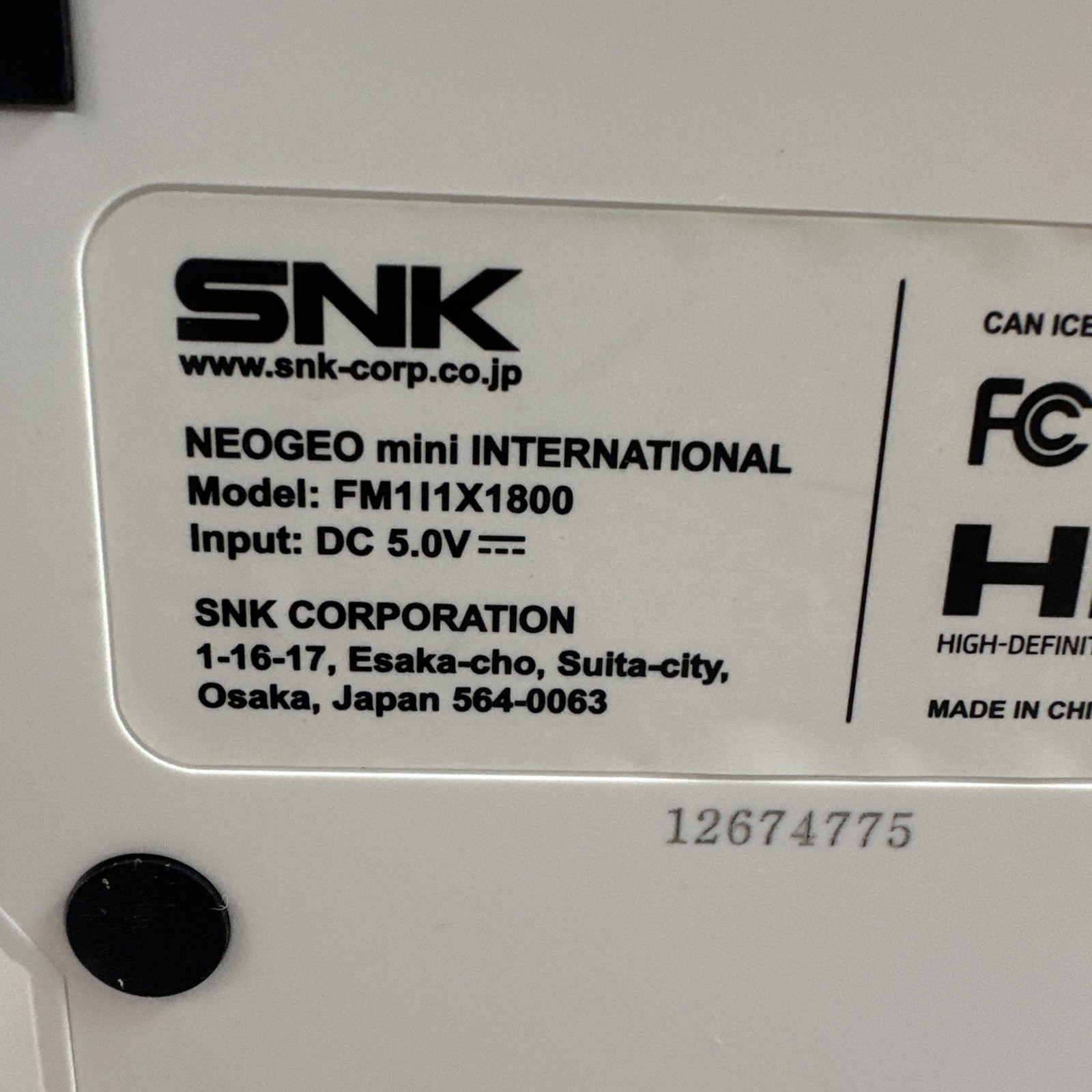 NEOGEO Mini International Classic Edition SNK 40th Anniversary TESTED With cord