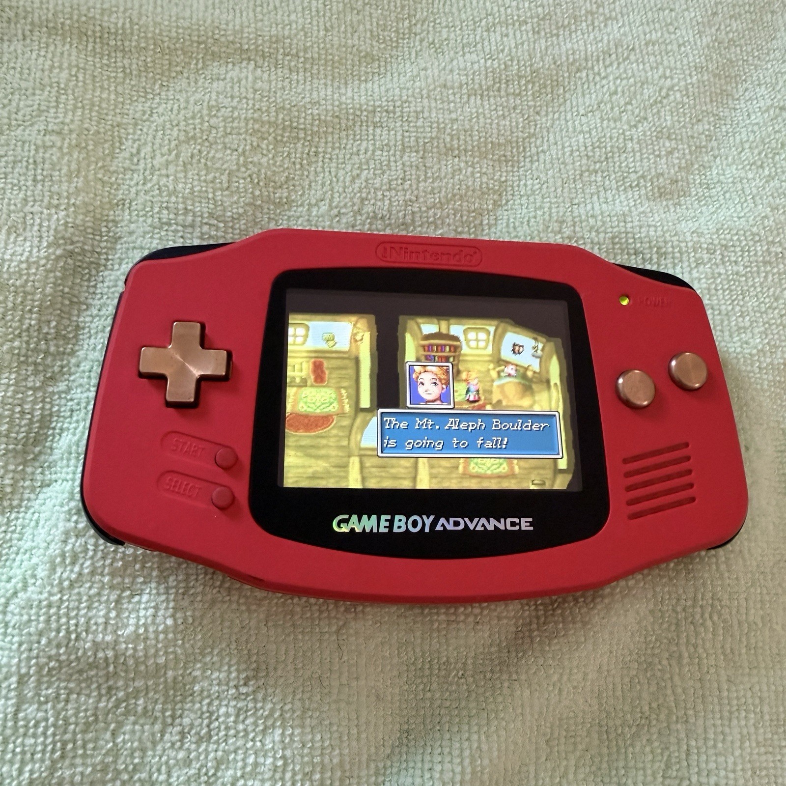 Modded GameBoy Advance with Custom Shell and Bronze Buttons and New Screen IPS