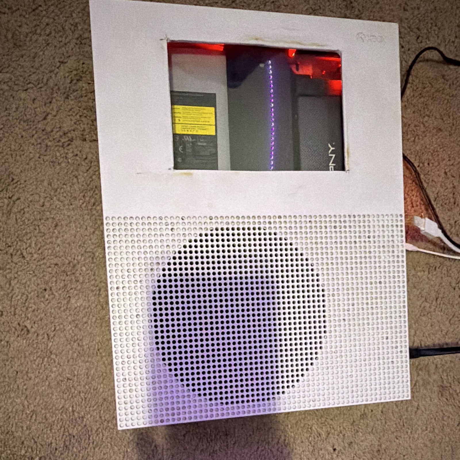 Microsoft Xbox OneS 1TB SSD White Console Red Power LED, Clear Top Internal LEDS