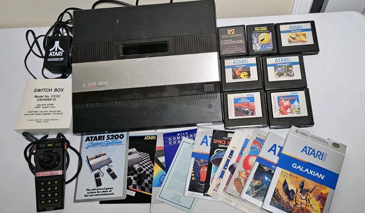 Atari 5200 Console 4-Port Bundle With Games TESTED Nice Shape! Please Read!