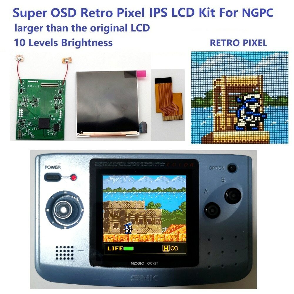 Neo Geo Pocket Color OSD Q5 IPS Backlight Mod kit