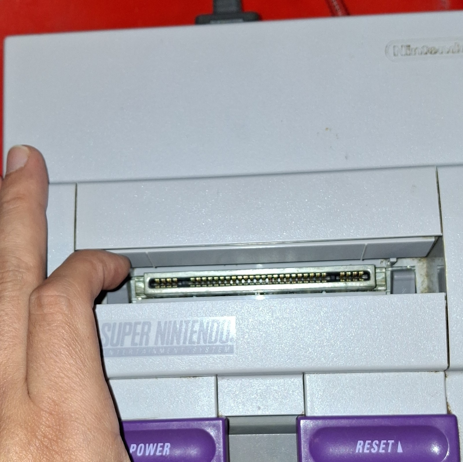 Nintendo Super Nintendo SNES Console Gray/Purple w/ A/V Cables & RF Adapter