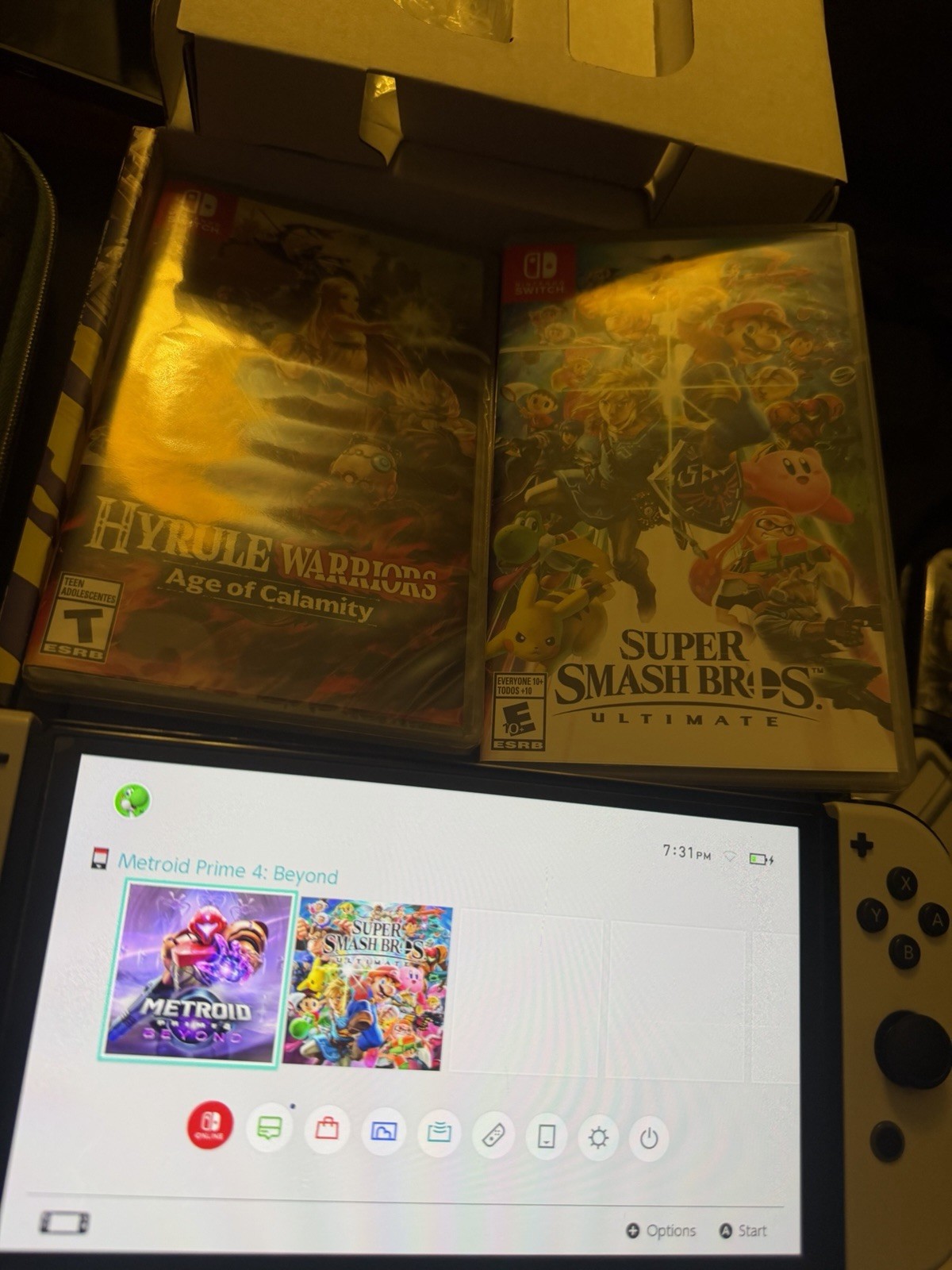Nintendo Switch OLED Splatoon 3 Edition 64GB Console Bundle W/ 3 Games & Sd Card