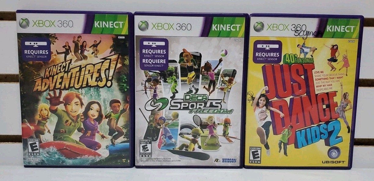 Xbox 360 Kinect Sensor Bar Bundle w/Games – Tested & Works – Lot #16 *READ*