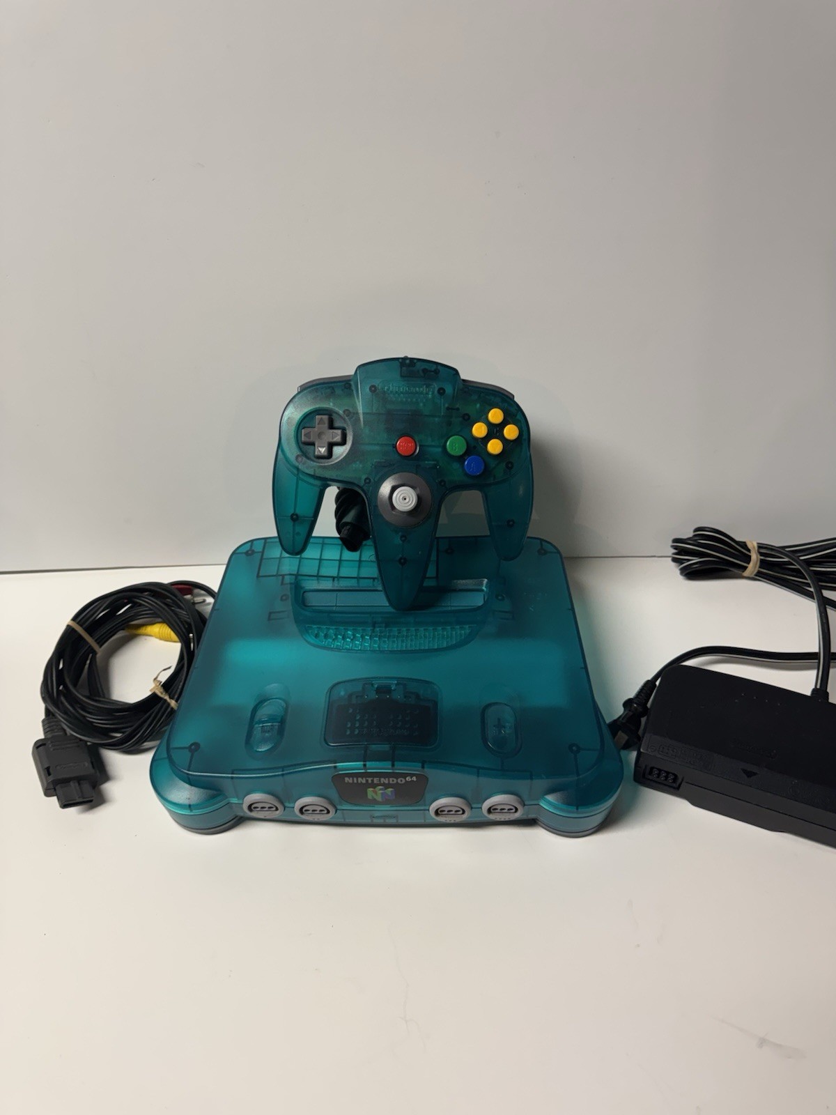 Nintendo 64 Funtastic Clear Teal Ice Blue System Console OEM Controller&CORDS🔥