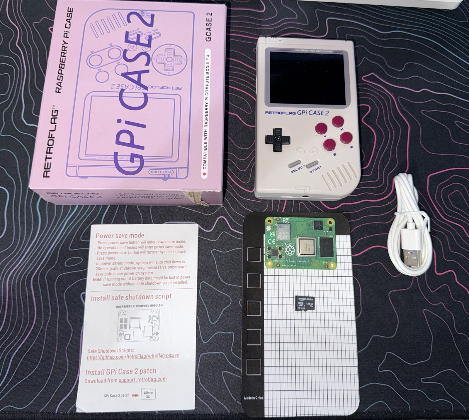 Retroflag GPi CASE 2 with Raspberry Pi CM4, 128GB SD Card, Recalbox Installed