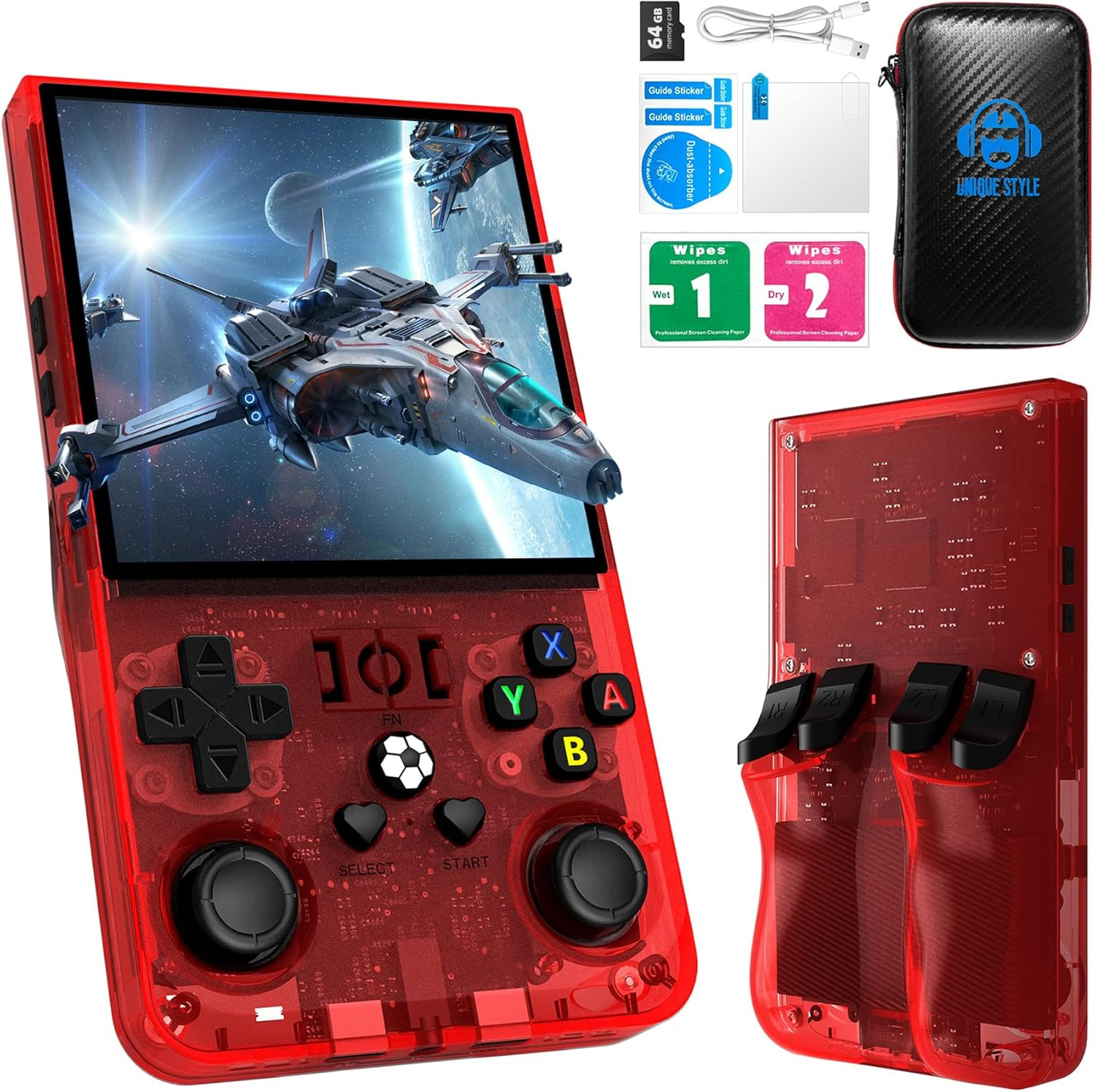 R36MAX Retro Handheld Game Console, 4.0 Inch 720X720 IPS Screen, 64GB Built-In 1