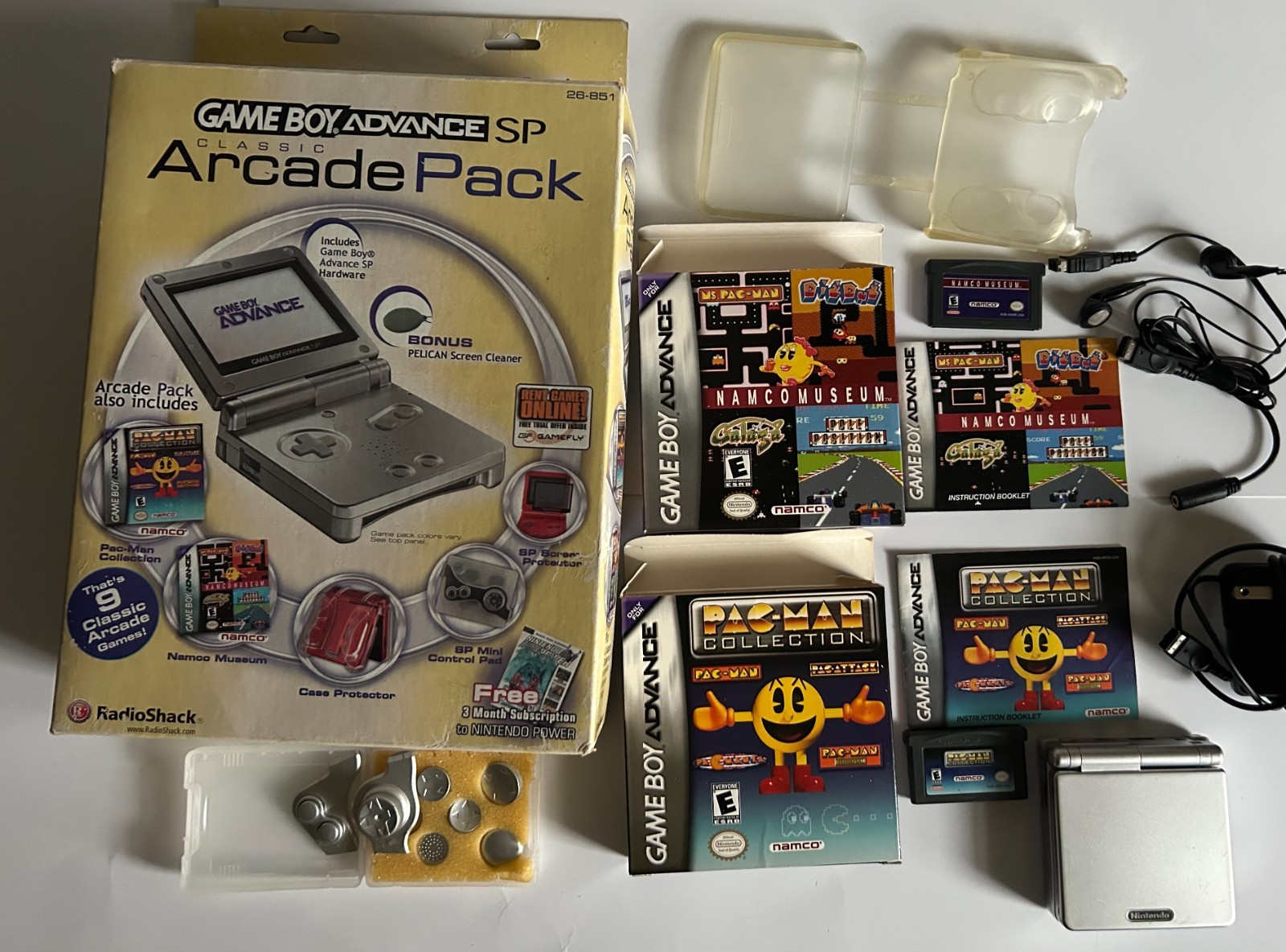 Gameboy Advance SP Arcade Pack Radio Shack Complete platinum RARE