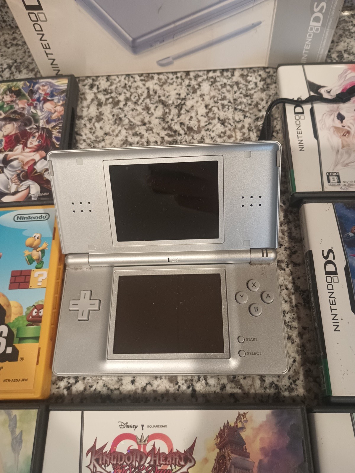 Nintendo DS Lite Launch Edition Silver Handheld System 11 Games