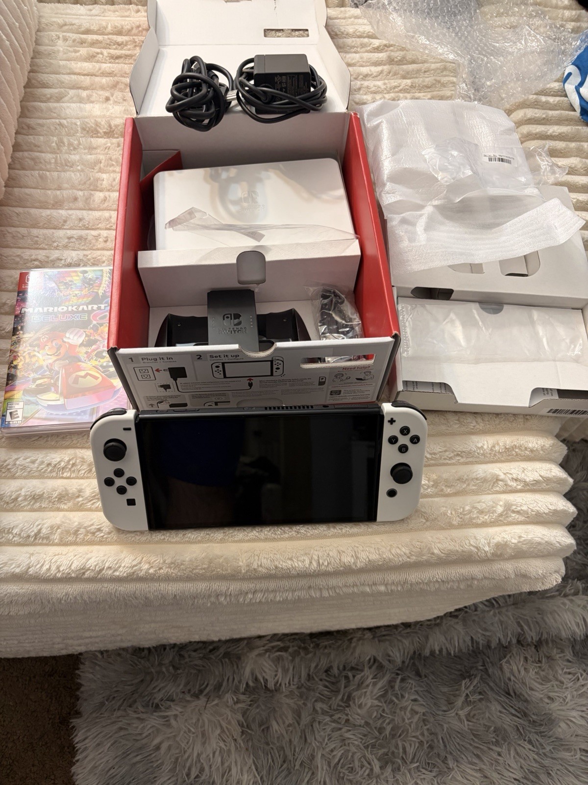 Nintendo Switch OLED Model White Console Bundle w/ Mario Kart 8 Deluxe