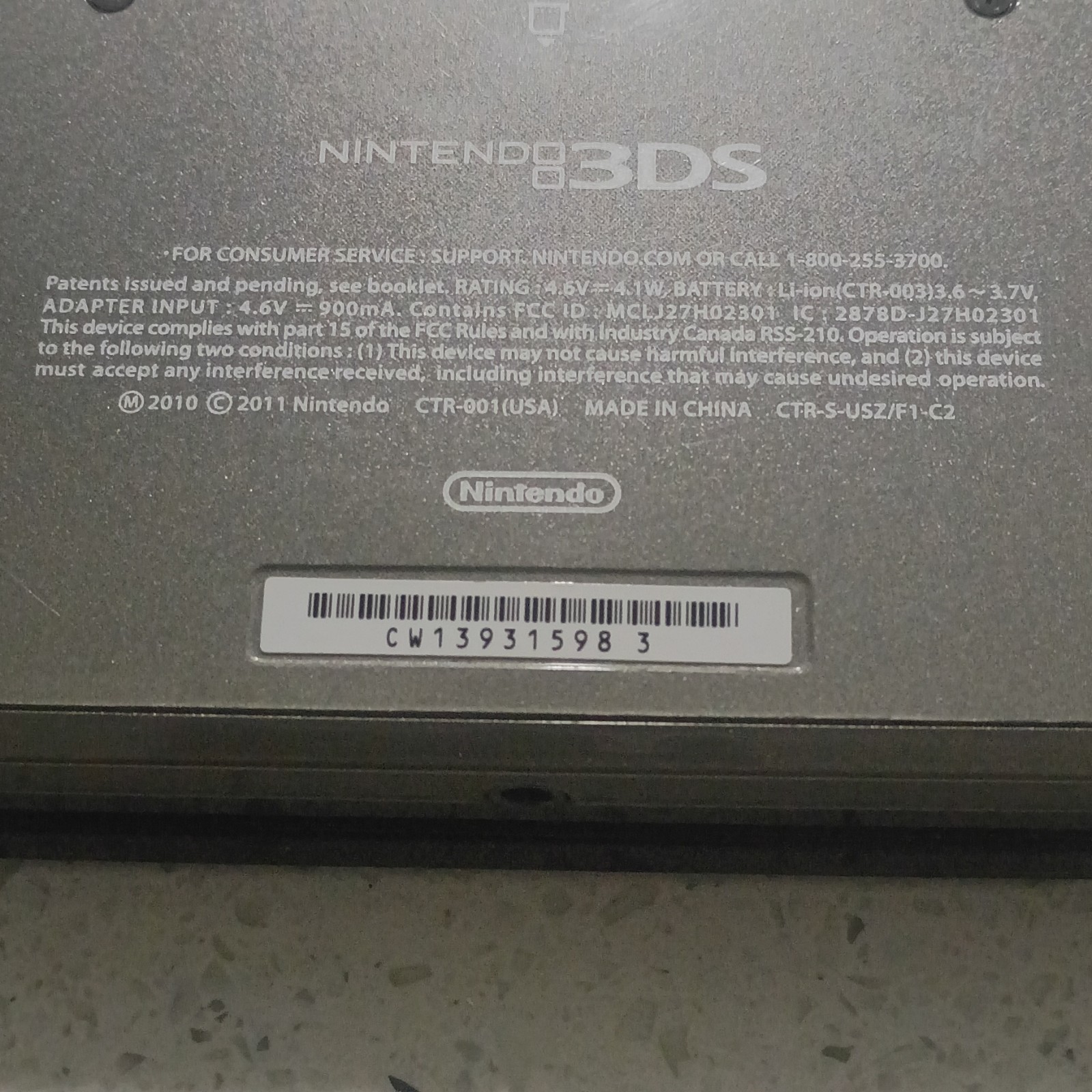 Nintendo Nintendo 3DS Black/Gray Handheld System Wi-Fi Wireless 16GB NTSC-U/C