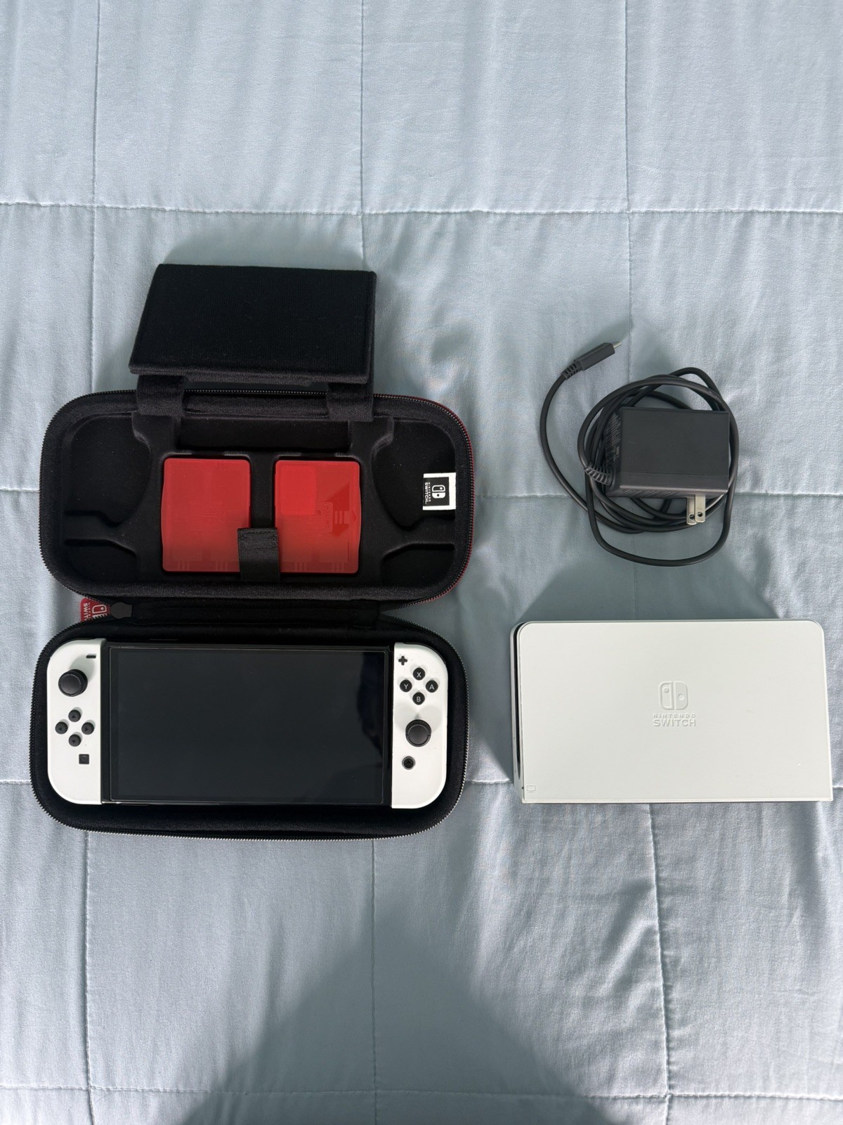 Nintendo Switch OLED Model HEG-001 Handheld Console – 64GB – White Includes Case