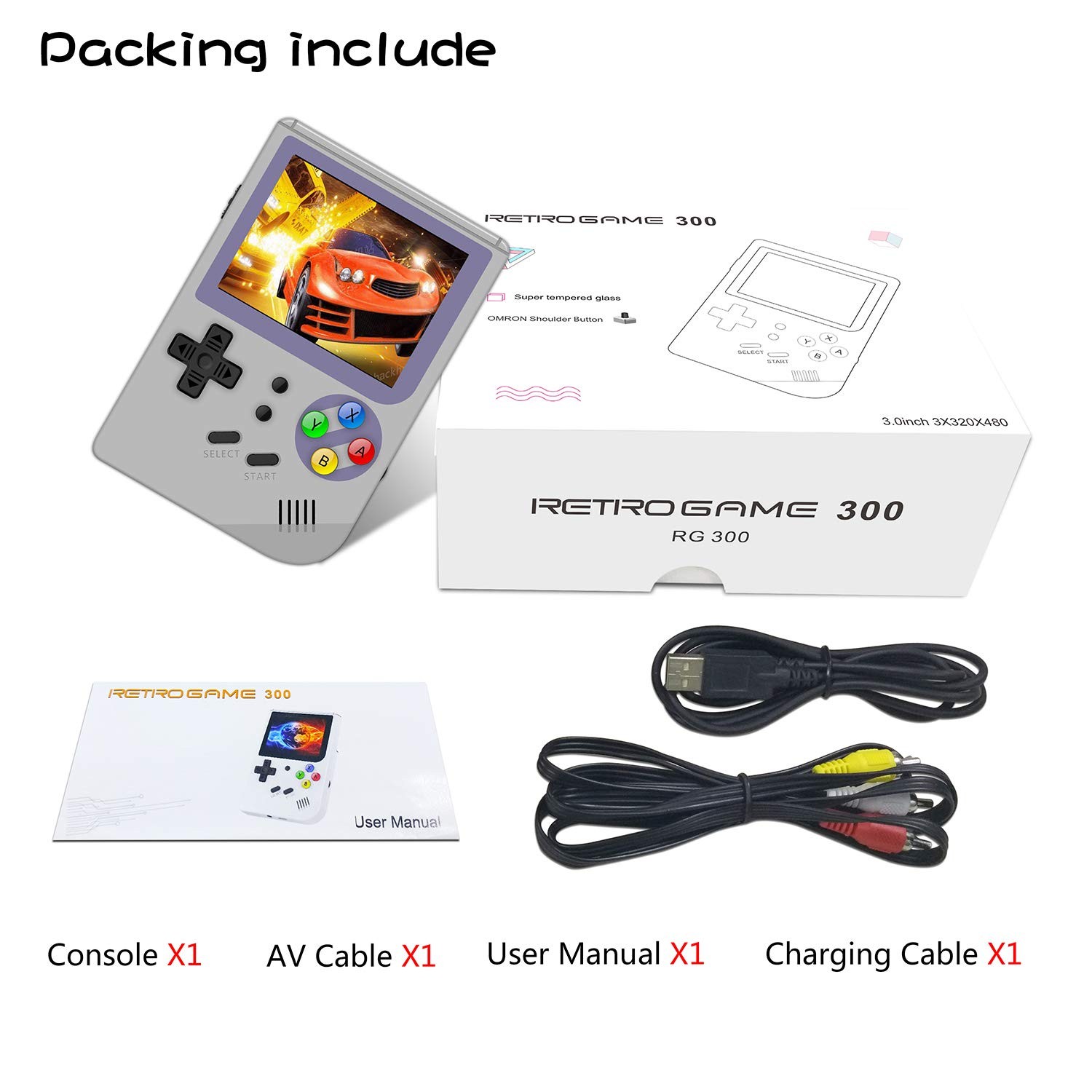 RG300 Handheld Game Console – Portable Device With 64G TF Card, 5000 Classic …