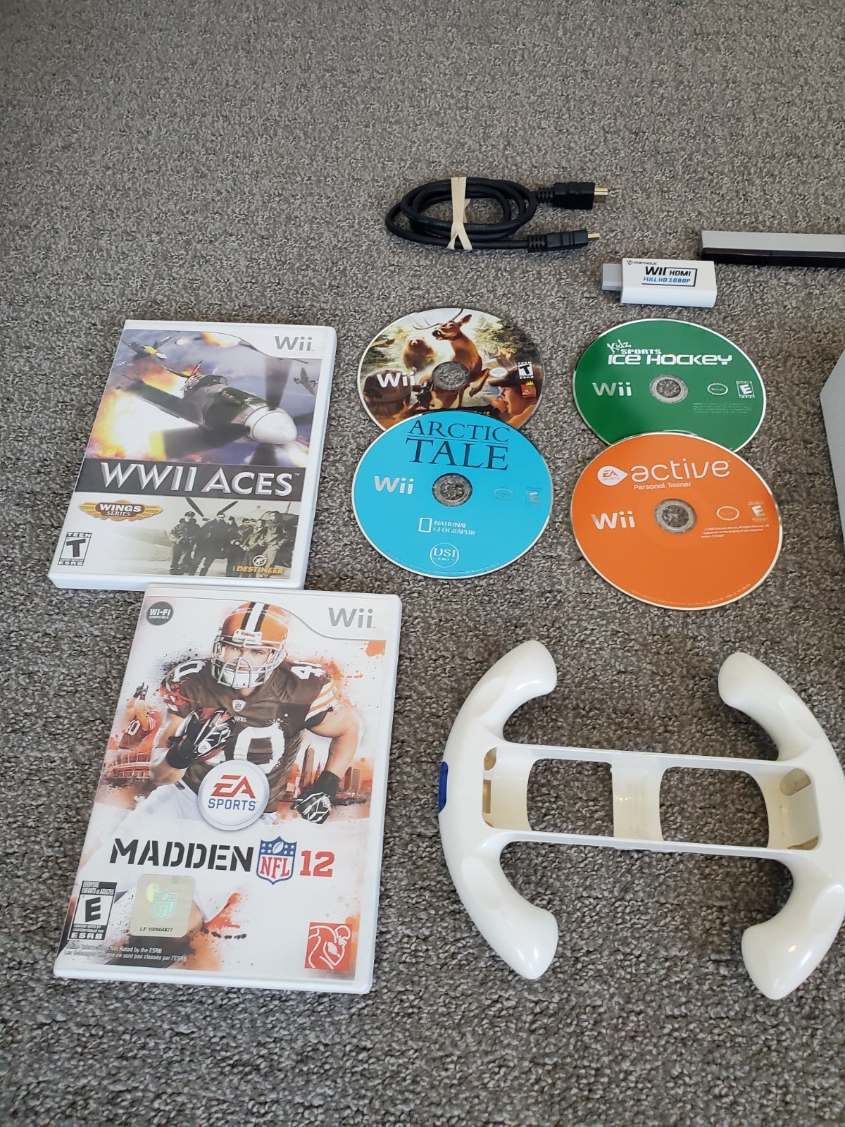 White Nintendo Wii Console System Bundle w/ 12 Games Controller TESETED – Ghostb