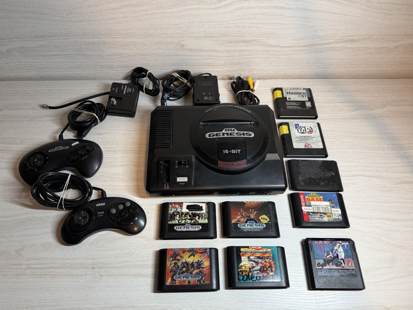 Sega Genesis Console Model 1601 Bundle – 2 Controllers – 9 Games – Tested