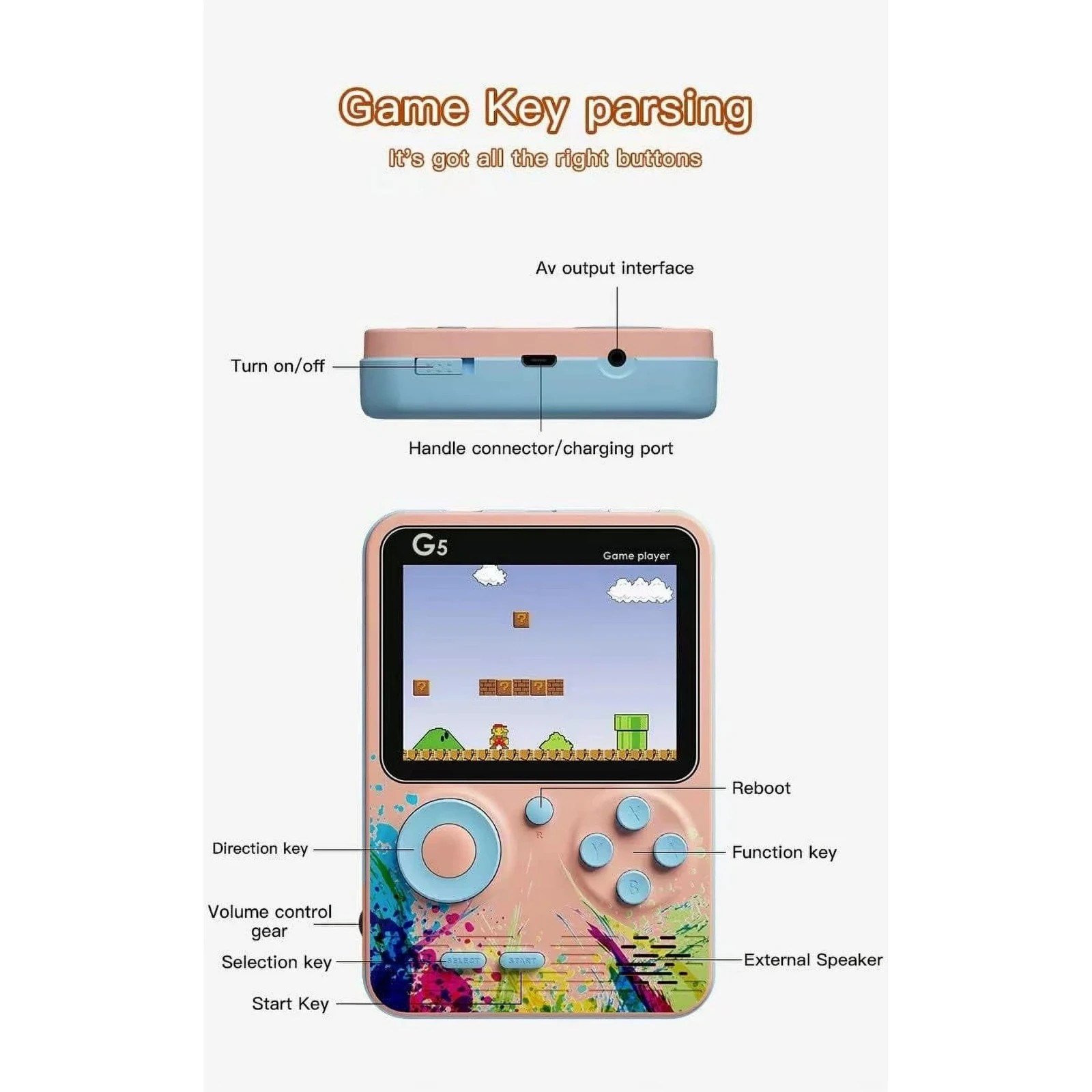 *Random Color* G5 Handheld Game Console 500 Games