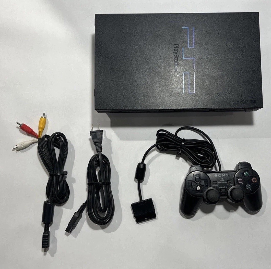 Sony PlayStation 2 Console – Black W/ controller and power cable – Tested