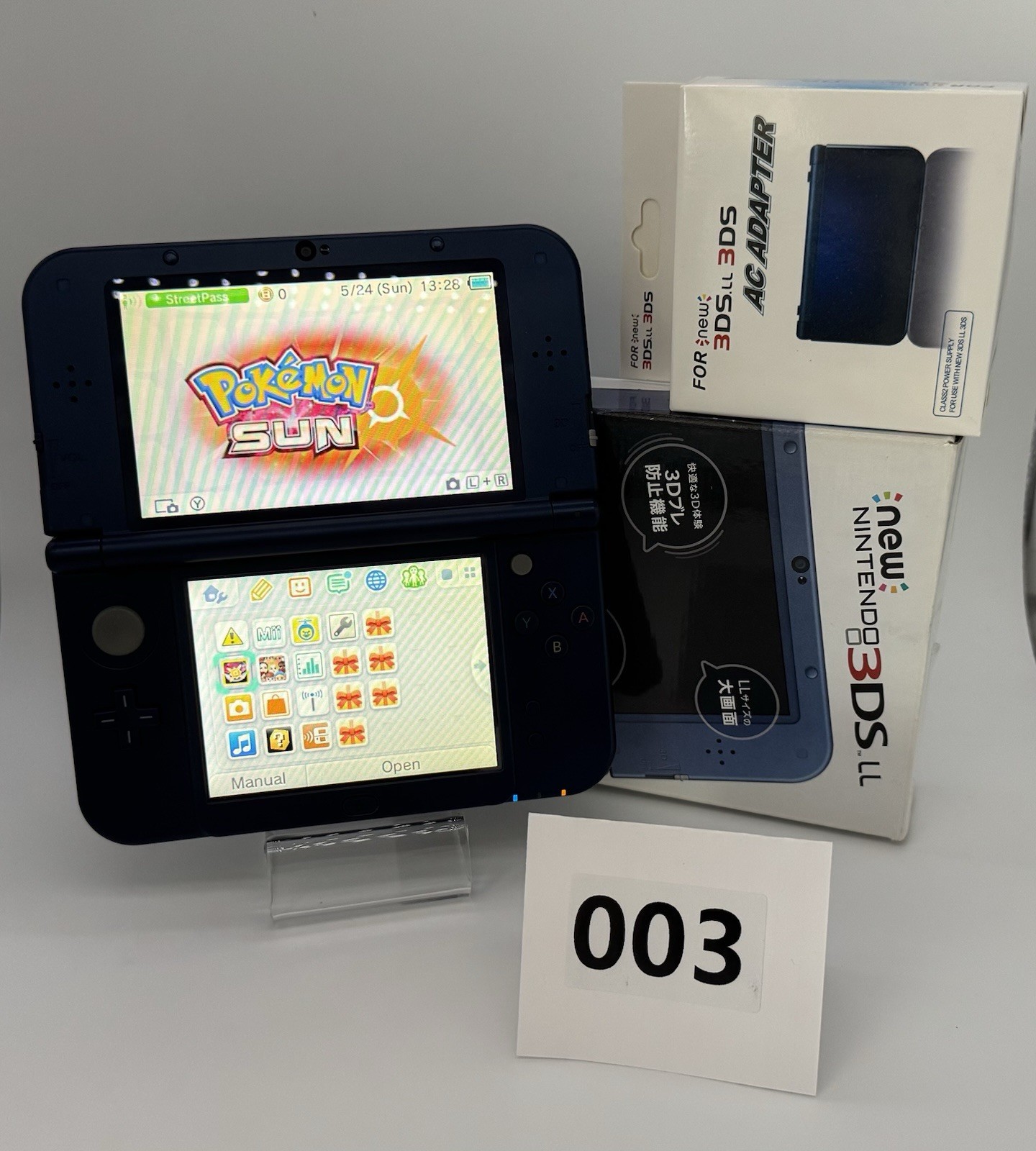 New Nintendo 3DS LL/XL-In English-Metallic Blue-64gb-In Box-w/new charger