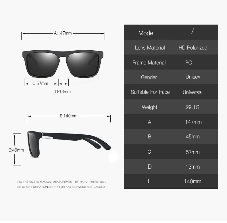 Square Sunglasses Men Driving Women Outdoor Glasses Polarized Sports Golfing