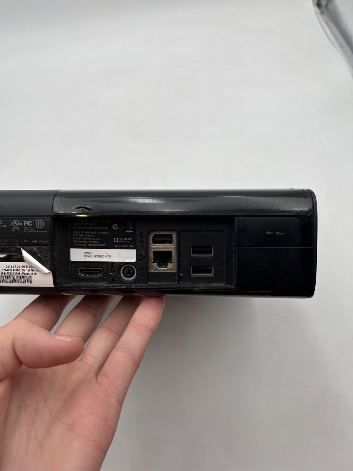 Microsoft Xbox 360 E Model 1538 250GB Console w Power & Kinect For Parts Repair