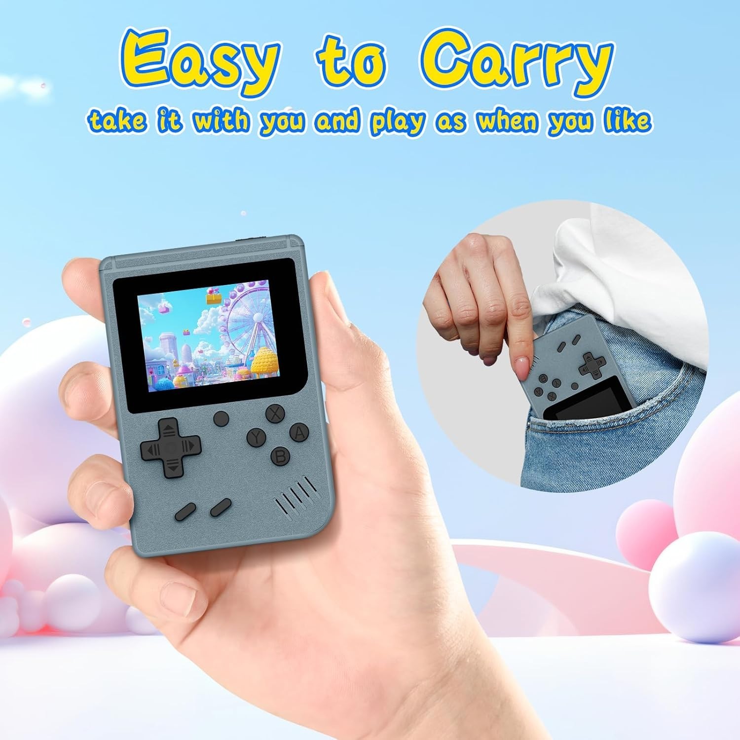 Retro Handheld Game Console 400 Built-In Games 3” IPS Screen Rechargeable