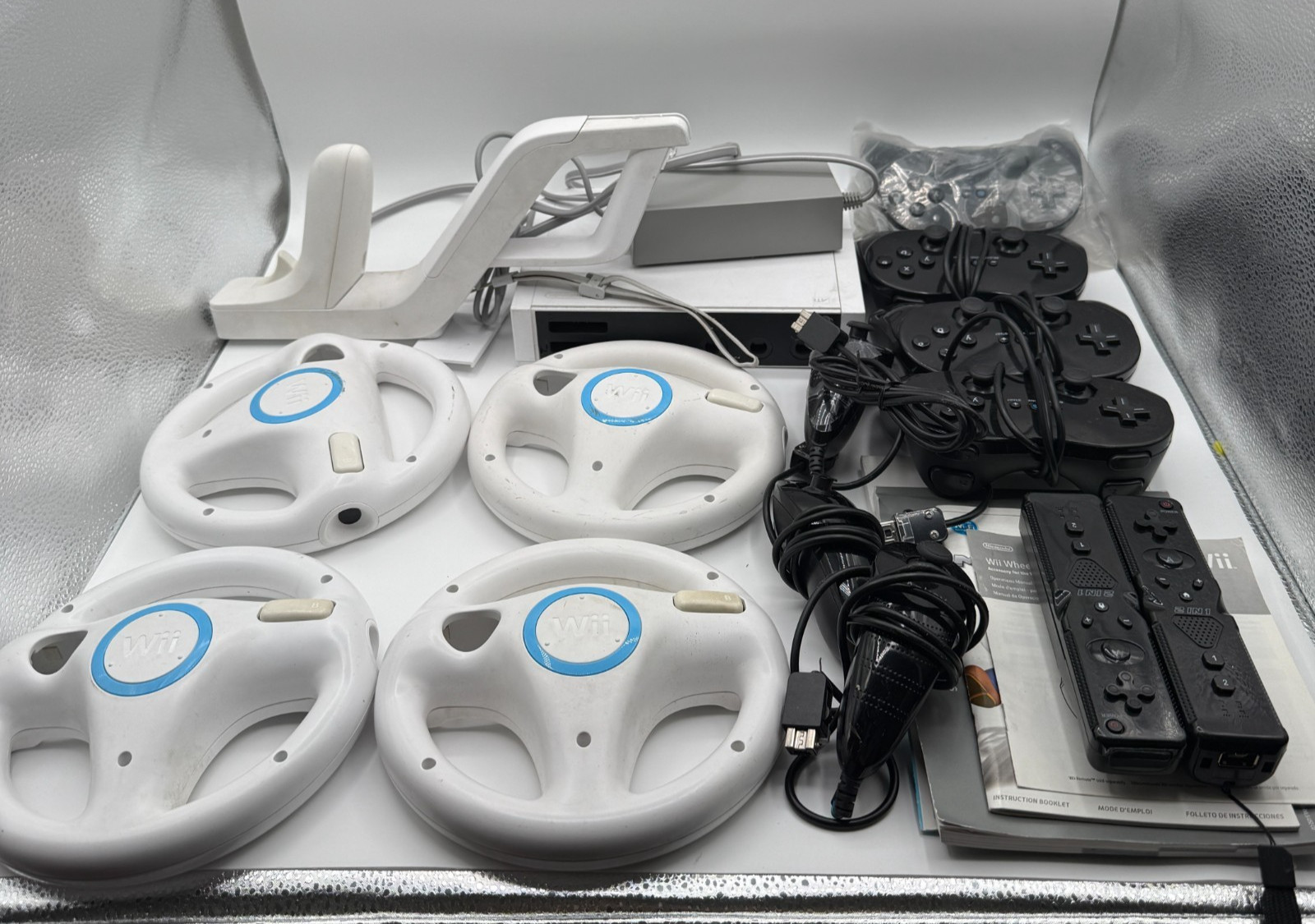 Wii Bundle Controllers Console Steering Wheels Gun Controller Manuals TESTED