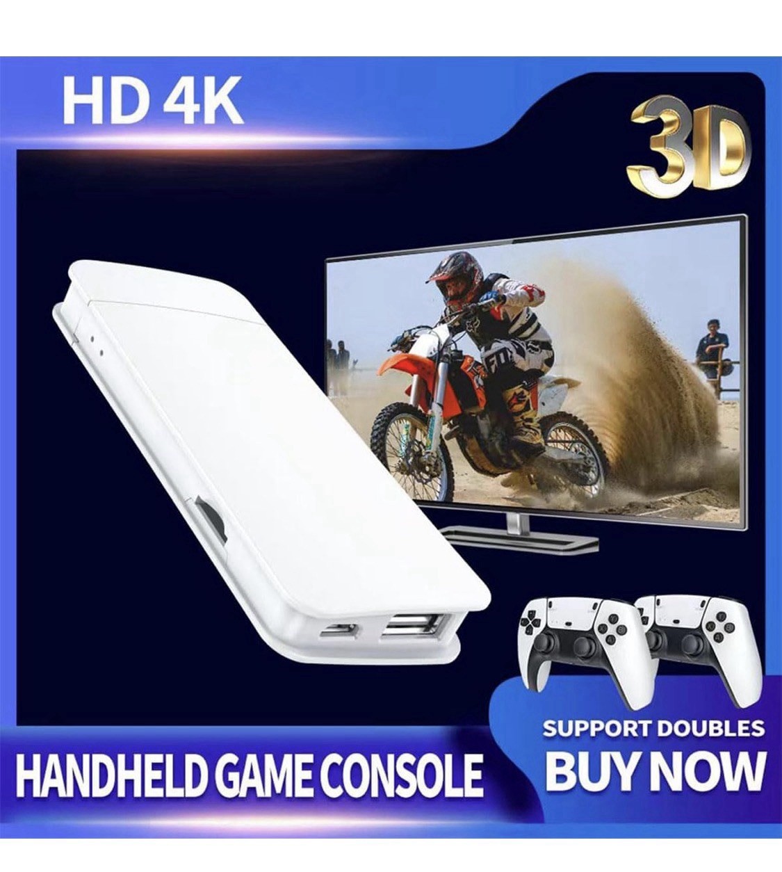 4K HD Handheld Game Console Wireless Controllers HDMI White Black 3D