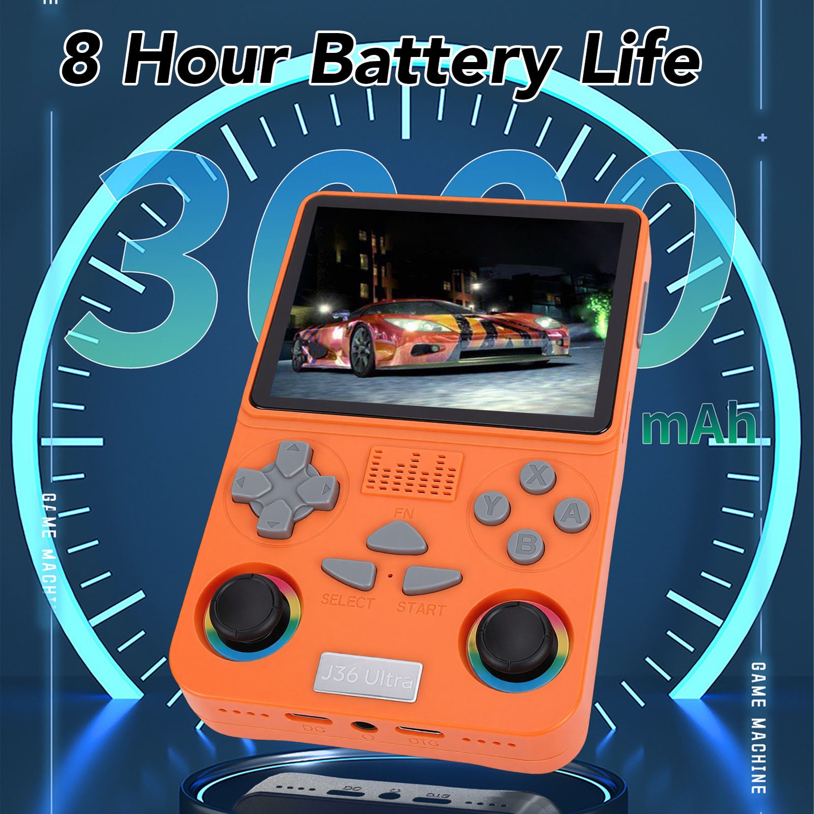 Retro Handheld Game Console 4 Inch Screen Built In 64GB Small Memory Card S GUPY