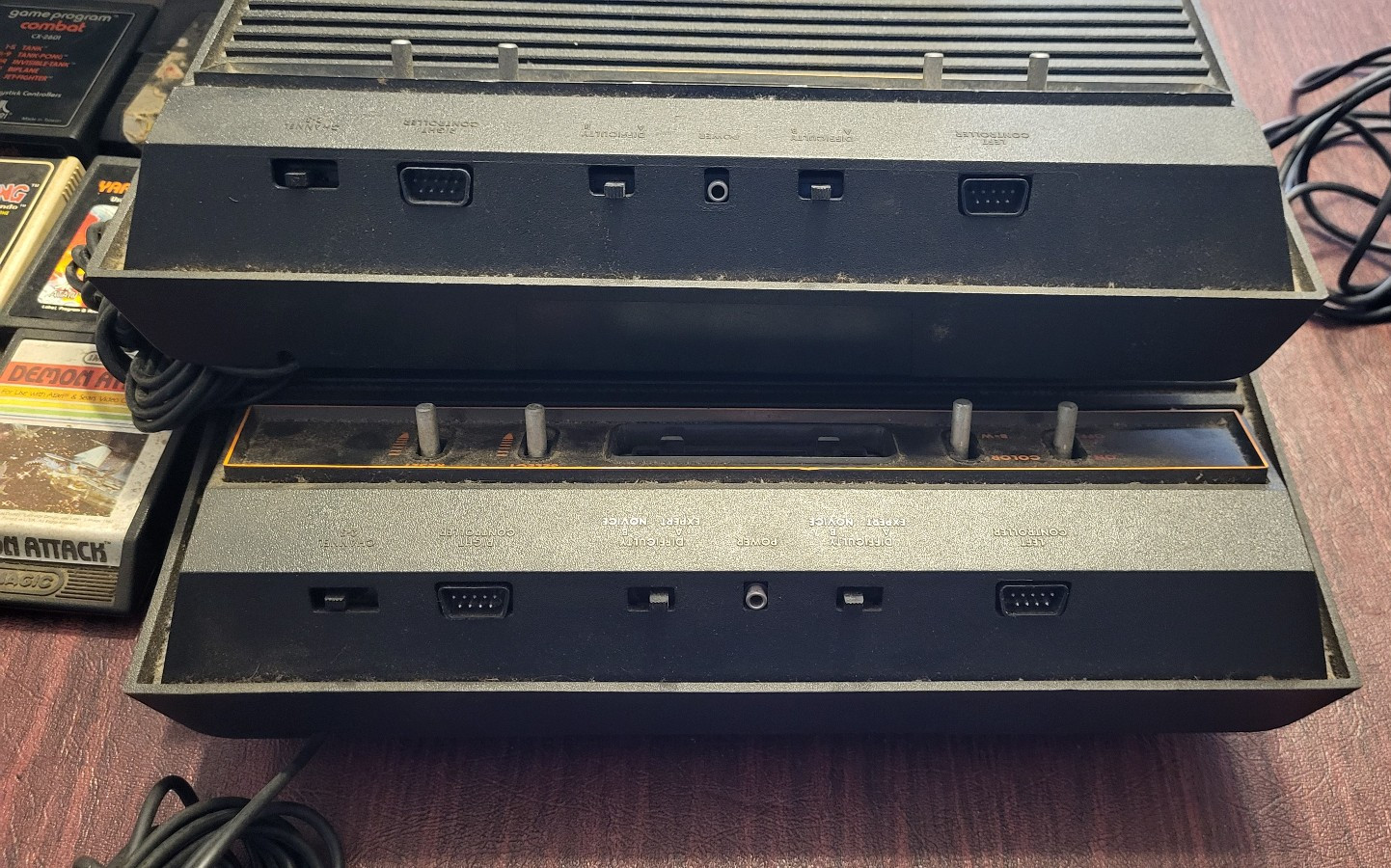 Vintage Atari 2 Consoles CX-2600A, Adapter, Paddle, 5 Games, Cables