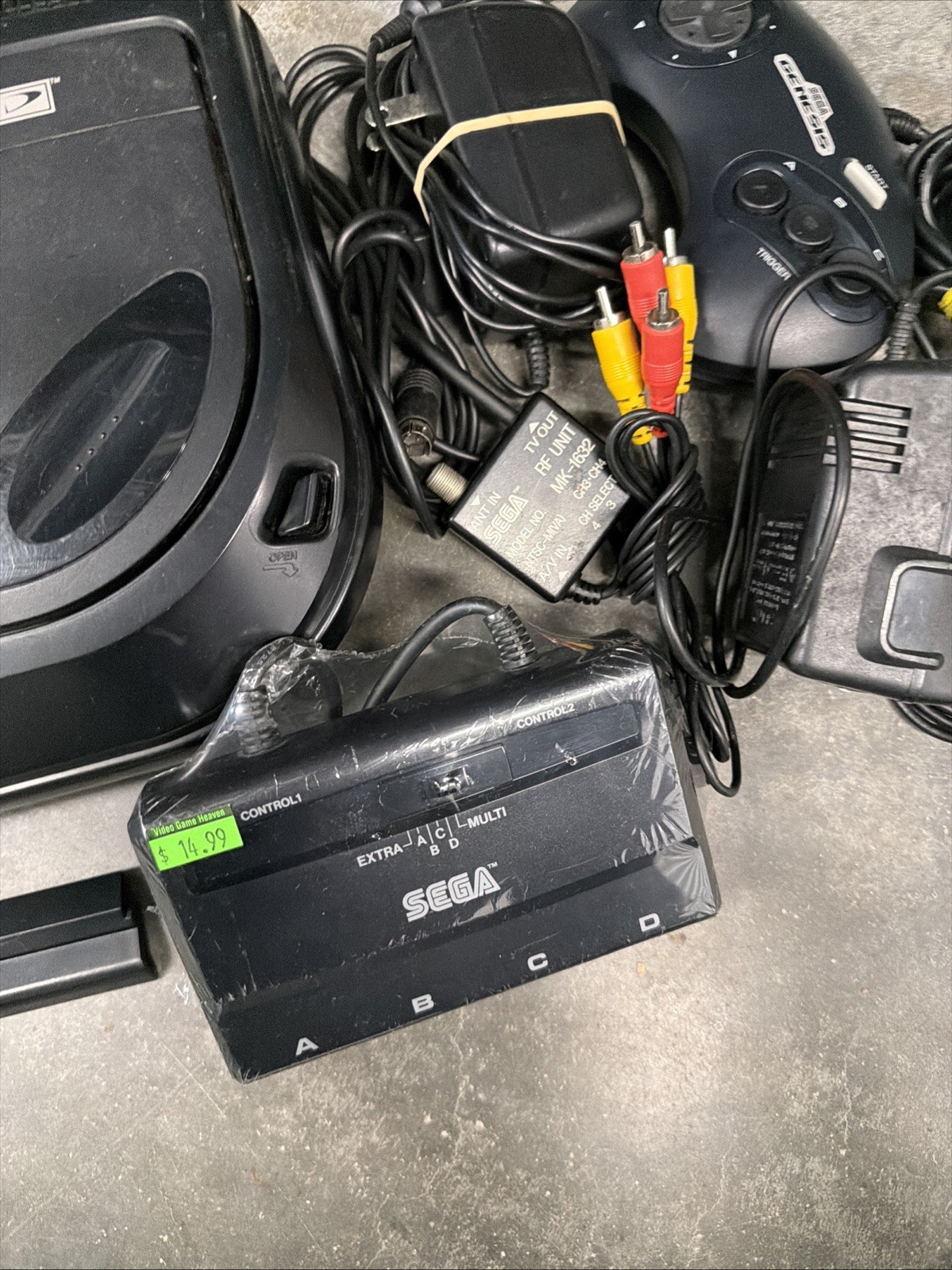Sega CD Video Game System Console with 1 Controllers Cords And Multi Tap