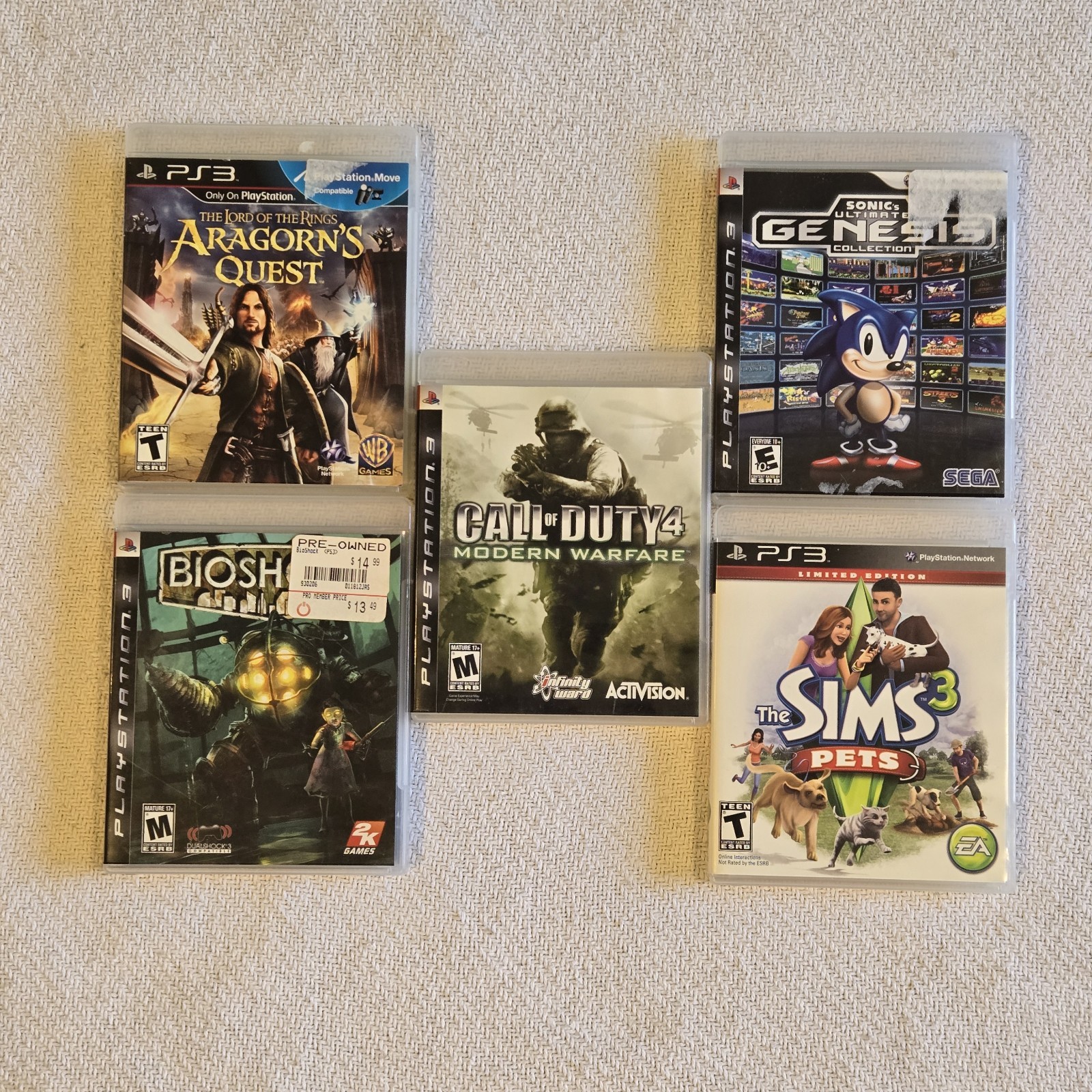 Sony PlayStation 3 Slim Bundle 5 Games, 2 Controls, Move Camera /Controls TESTED